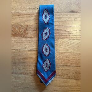 Calvin Klein Blue and Red Patterned Silk Tie
